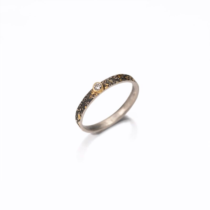 anillo apilable de diamante oro y plata 02